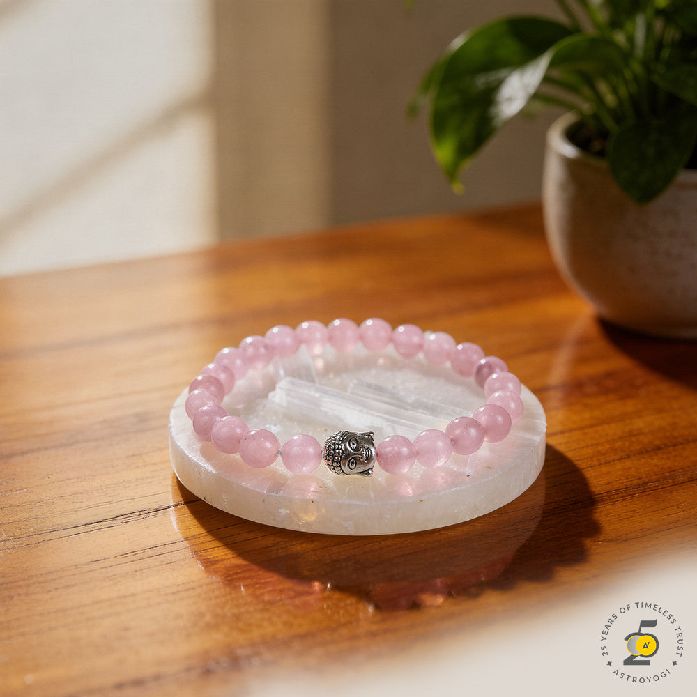 Rose Quartz Bracelet with Charging Plate